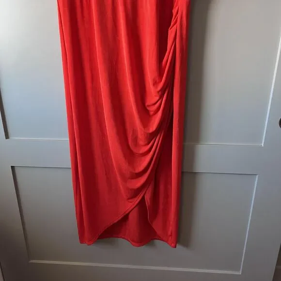 Nina Parker Dress Womens 3X Pink Red Colorblock Sleeveless Ruched Tulip Hem Maxi - Picture 4 of 9